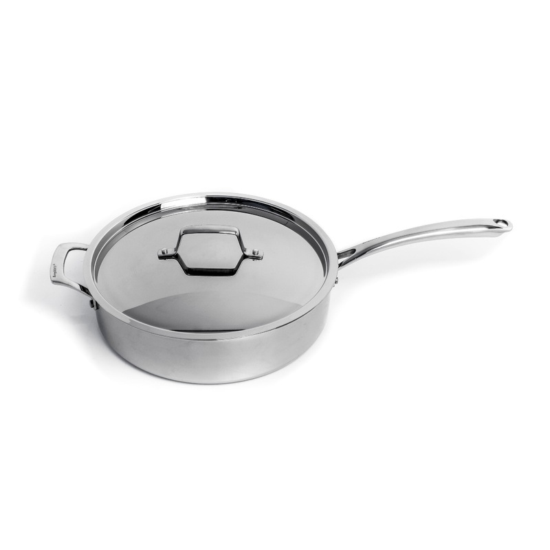 BergHOFF Professional Tri-Ply 18/10 Stainless Steel 11″ Saut Pan with SS Lid, 4.6qt.