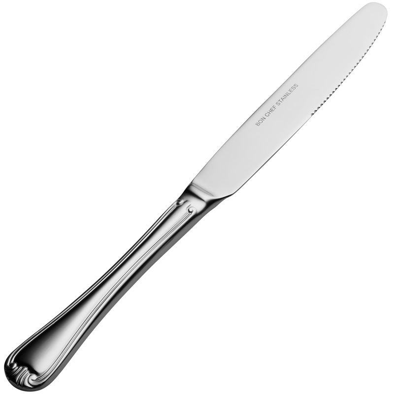 Bon Chef S911 Renoir 9 1/4″ 13/0 Extra Heavy Weight Stainless Steel Solid Handle Regular Dinner Knife – 12/Pack