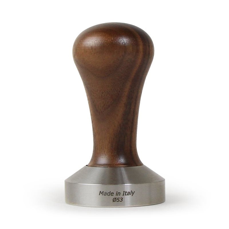 Flat Stainless Coffee Tamper  53mm Italian Walnut Handle