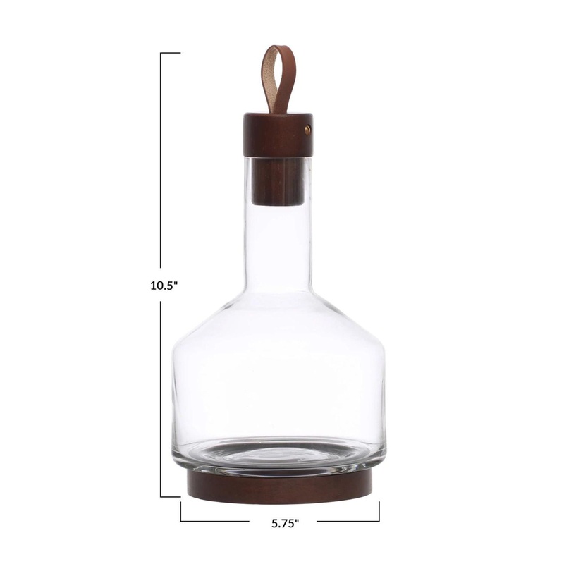 Glass Carafe w/Acacia Wood Base