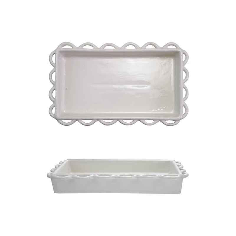 Scalloped Napkin Holder White