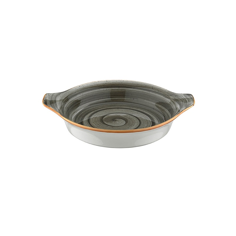 Space dia.8.5″ h:1.5″ 15 oz. Round Grey Porcelain Oven Dish