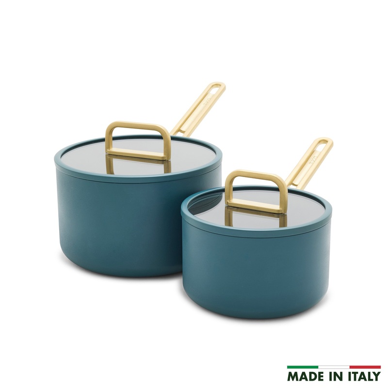 Stanley Tucci Ceramic Nonstick 4-Piece Saucepan Set | Venetian Teal