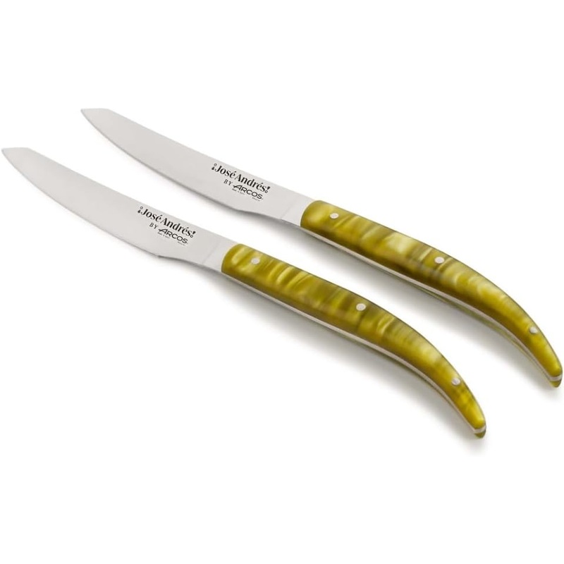 Arcos Jos Andrs Series – 2 Pc. Steak Knife Set, Green Pearly Marbled Handle
