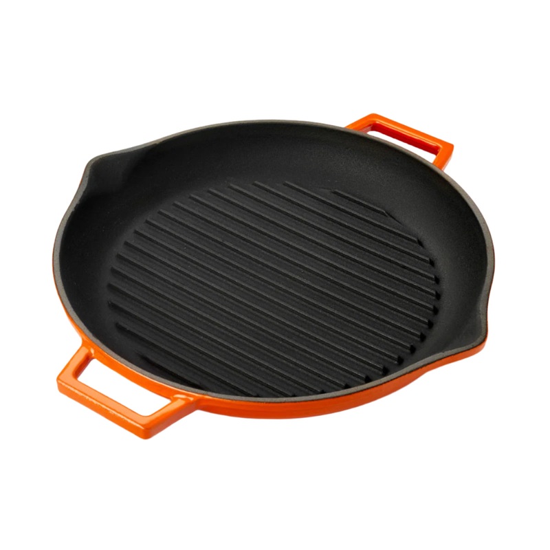 Cast Iron dia.11.75″ h:2″ 3 qt. Round Orange Cast Iron Pan