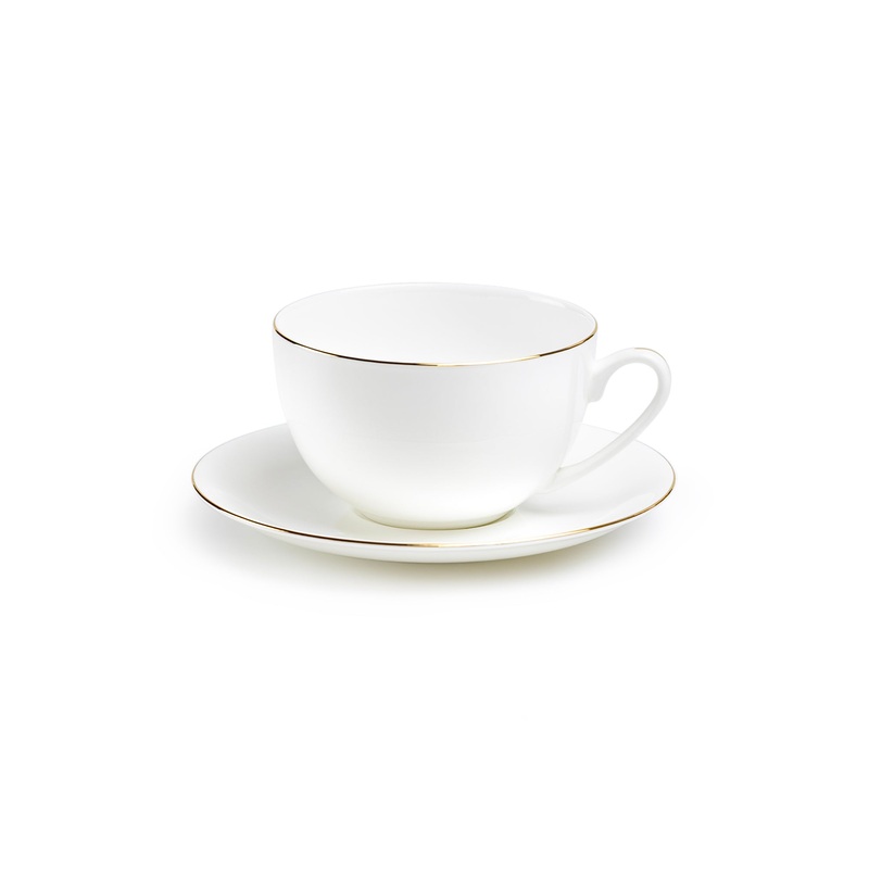 Gold Rim Blanc Bone China Cup and Saucer