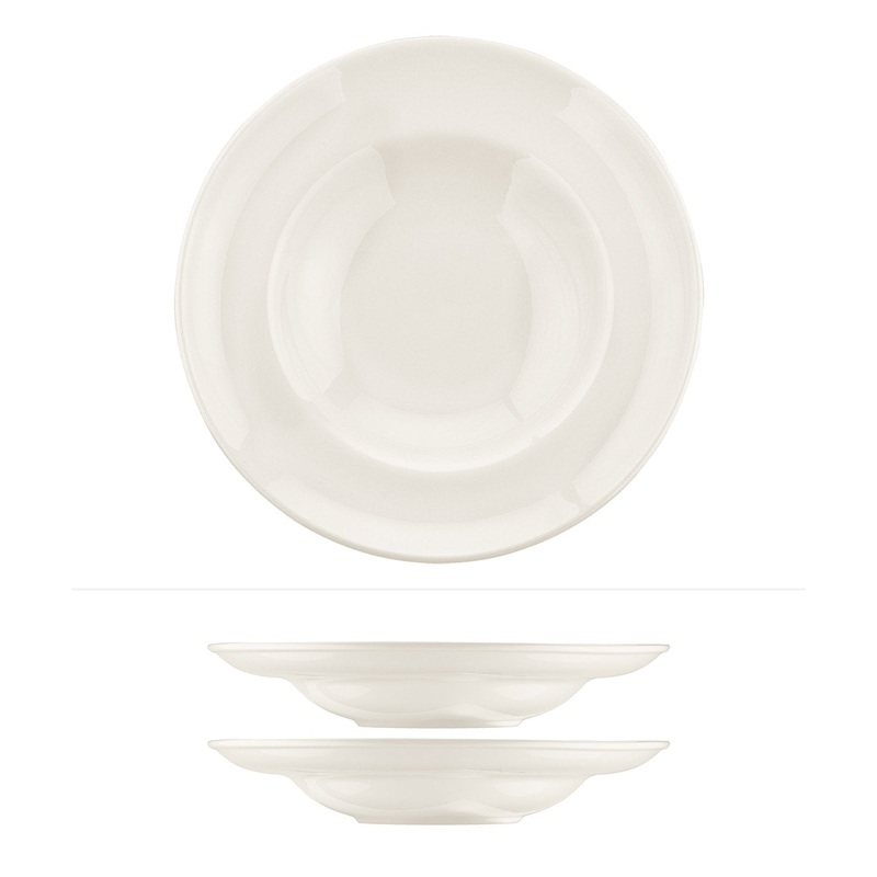 Gourmet dia.11.75″ h:2.5″ 19 oz. Round Warm White Porcelain Bowl (Set of 2)