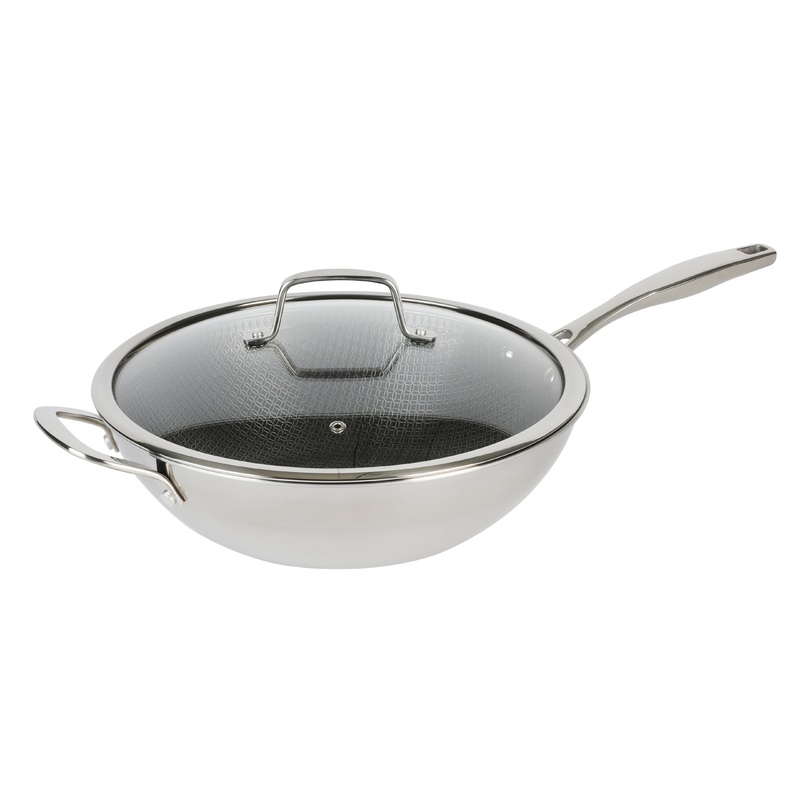 Kenmore Elite Luke Tri-ply Hybrid Stainless Steel Wok w/ Lid