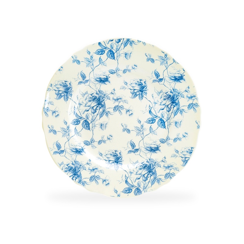 8.25″ Blue Rose Toile Fine Porcelain Dessert Plate