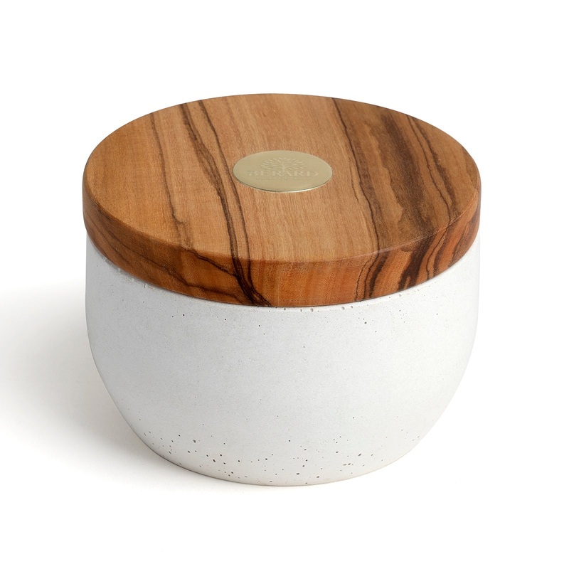Berard France Olive Wood & Concrete Salt Keeper Box