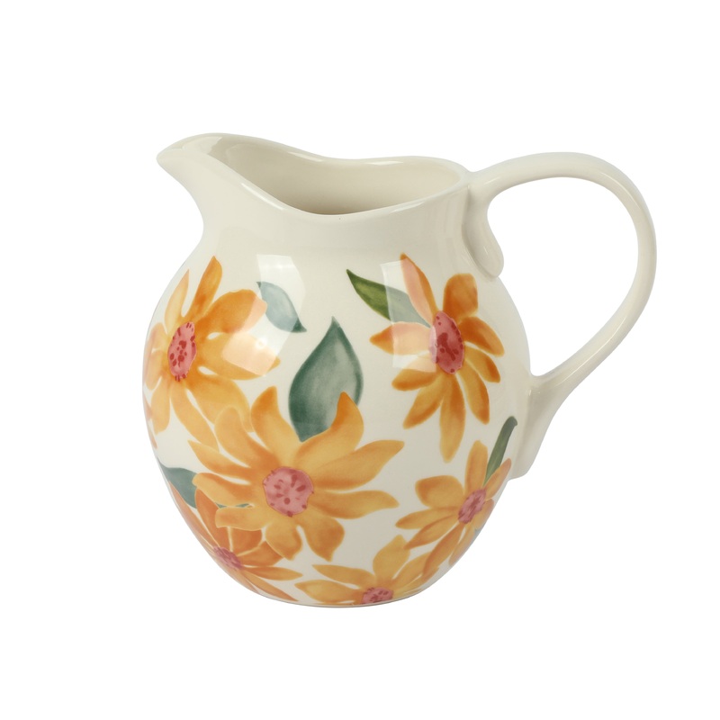 Bloomhouse Sunnyflower 2.6-Quart Hand-Painted Floral Stoneware Pitcher