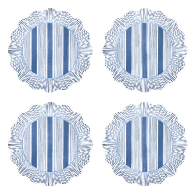 Juliska Cabana Stripe Melamine Dessert/Salad Plate Set/4 – Ocean