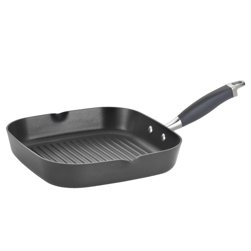 Anolon Advanced Hard Anodized 11-Inch Deep Square Grill Pan with Pour Spouts