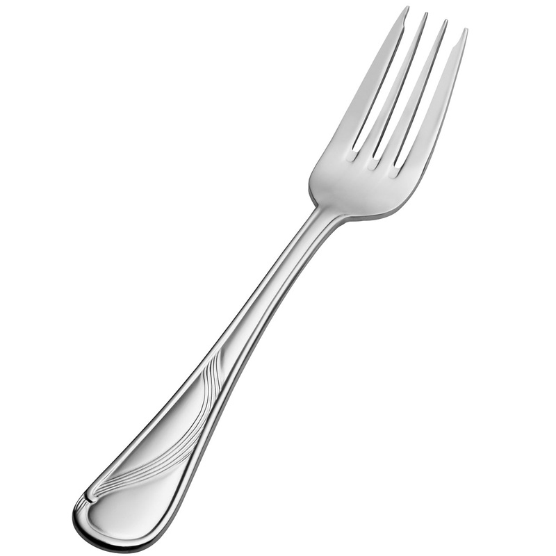 Bon Chef S2207 Wave 7 1/4″ 18/10 Stainless Steel Salad / Dessert Fork – 12/Pack