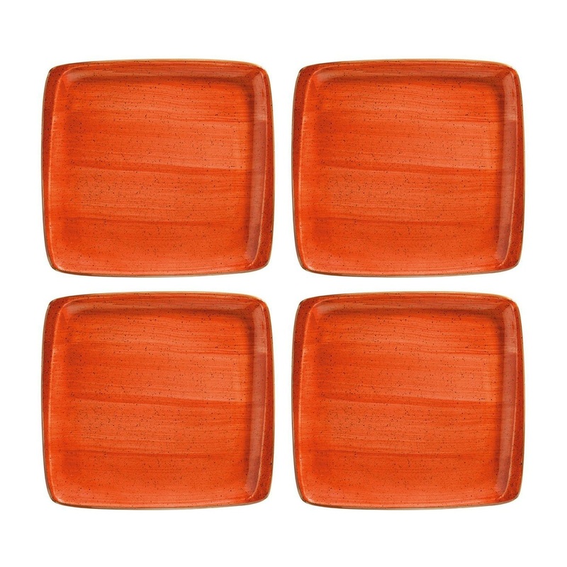 Terracota 6.25″ x 5.75″ Square Terracotta Porcelain Plate (Set of 4)