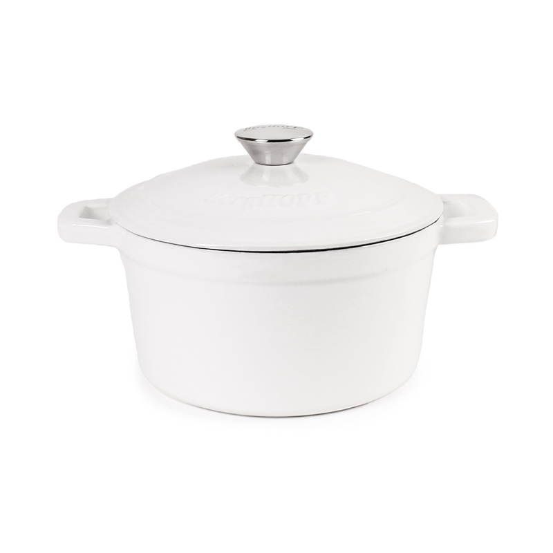 BergHOFF Neo Cast Iron 3qt. Round Dutch Oven 8″ with Lid, White