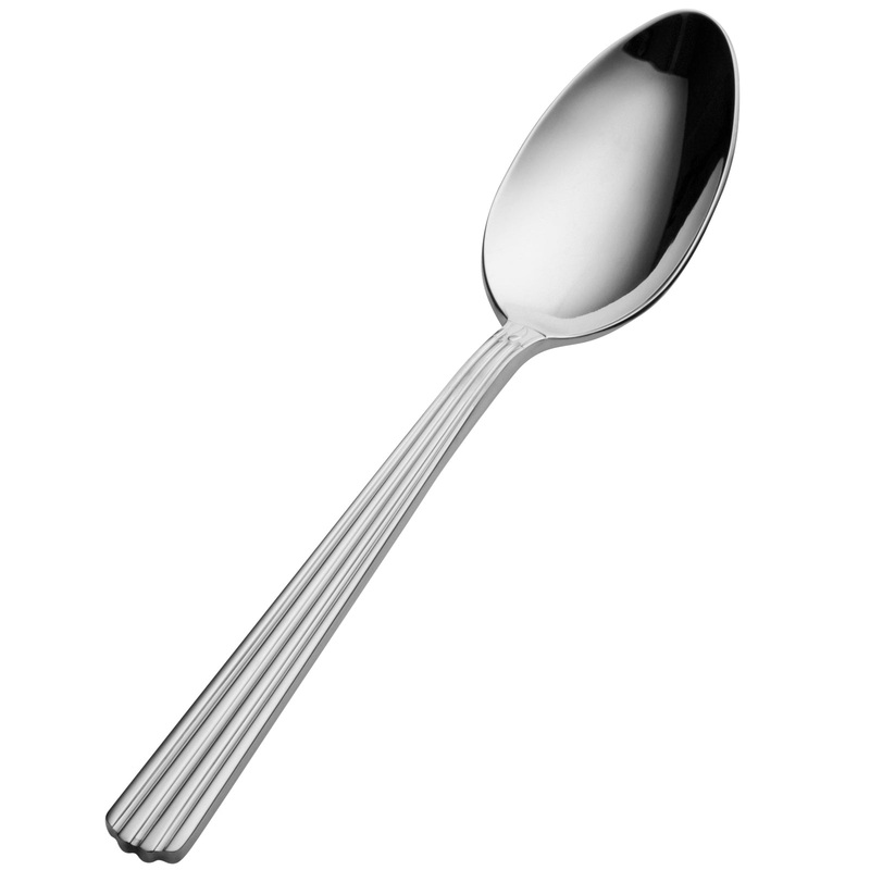 Bon Chef S1603 Britany 7 5/8″ 18/10 Stainless Steel Extra Heavy Weight Soup / Dessert Spoon – 12/Pack