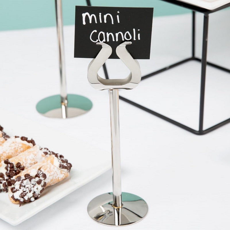 Stainless Steel Harp Style Table Sign Menu Holder with Heavy Base Set of 12- Table Number Holder Display Table Card Holders Stand for Centerpieces Wedding Reception Party Birthday