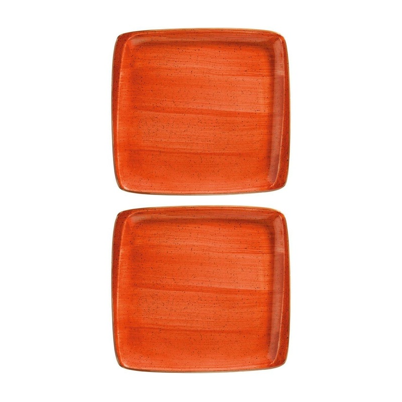 Terracota 8.5″ x 8″ Square Terracotta Porcelain Plate (Set of 2)