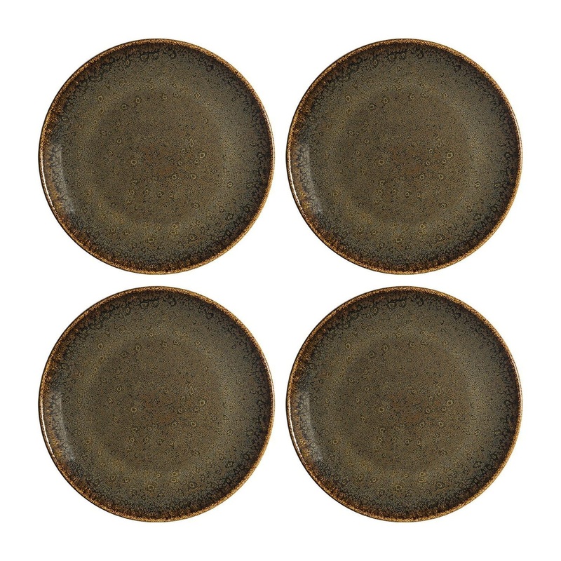 Tierra dia.8.25″ Round Brown Porcelain Plate (Set of 4)
