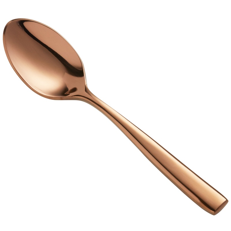 Bon Chef S3016RG Manhattan 4 7/8″ 18/10 Extra Heavy Weight Rose Gold Stainless Steel Demitasse Spoon – 12/Pack