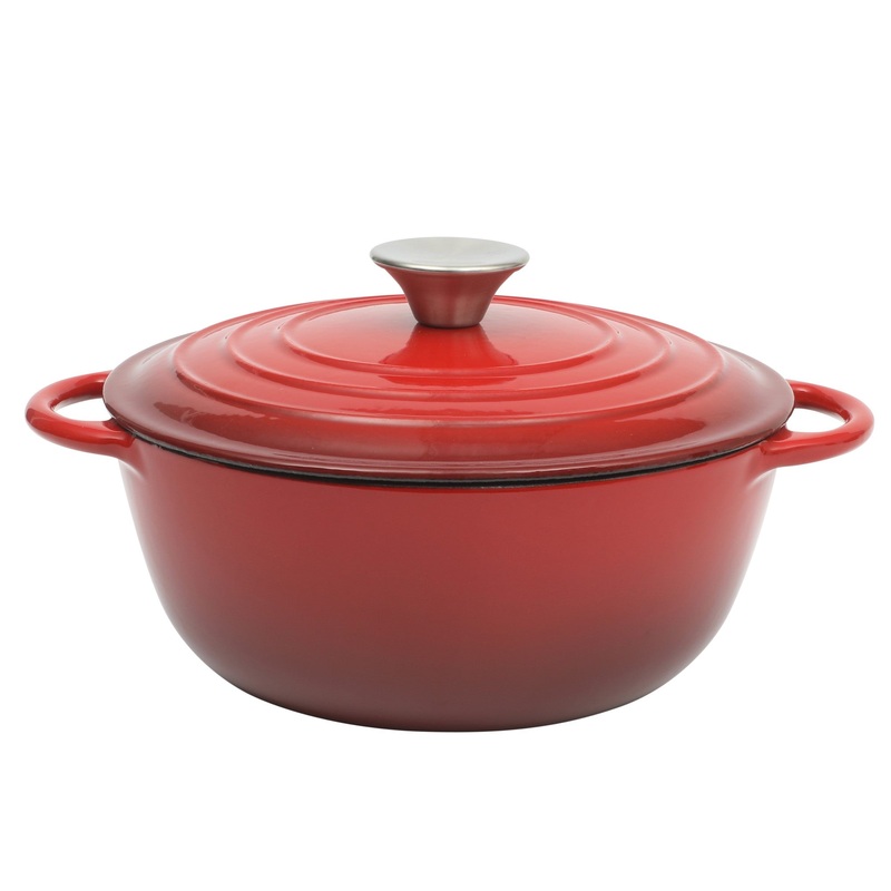 Gibson Home Addlestone 2.65 Quart Enamel Cast Iron Dutch Oven – Red