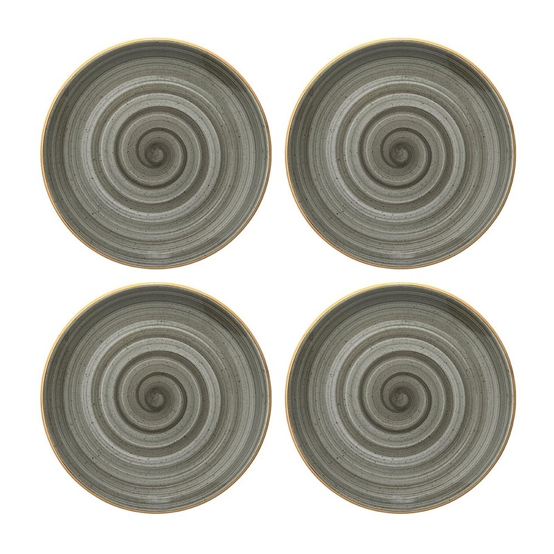 Space dia.10″ Round Grey Porcelain Plate (Set of 4)