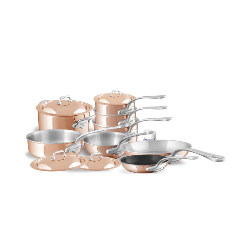 Mauviel M’Heritage M’6 S 12-Piece Induction Copper Cookware Set With Cast Stainless Steel Handles