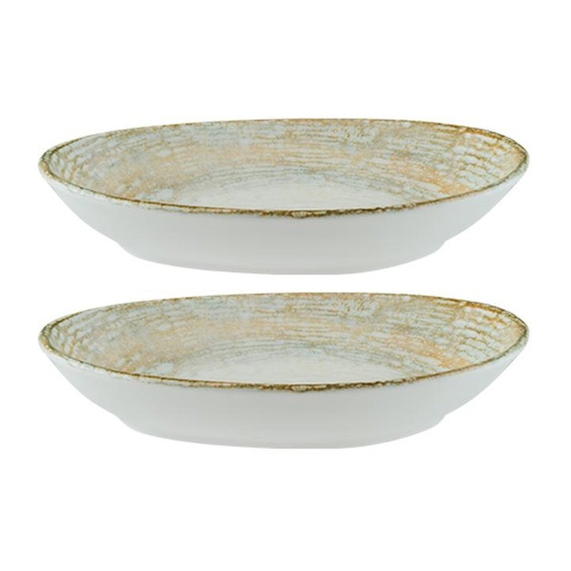 Patera 6″ x 4″ x h:1″ Organic Decorated Porcelain Platter (Set of 2)