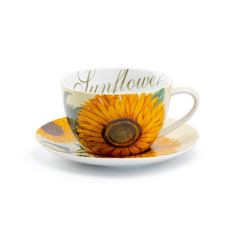 Sunflower Fine Porcelain Jumbo Cup and Saucer