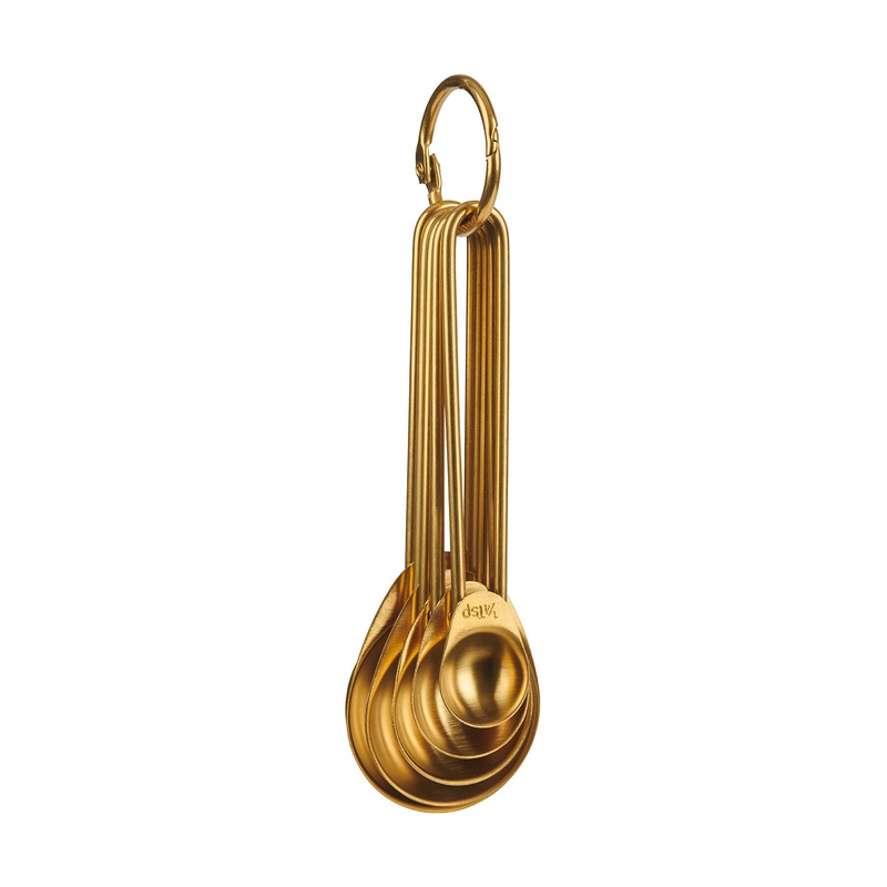 Trudeau Stainless Steel 5 Piece Gold Measuring Spoon Set with Ring