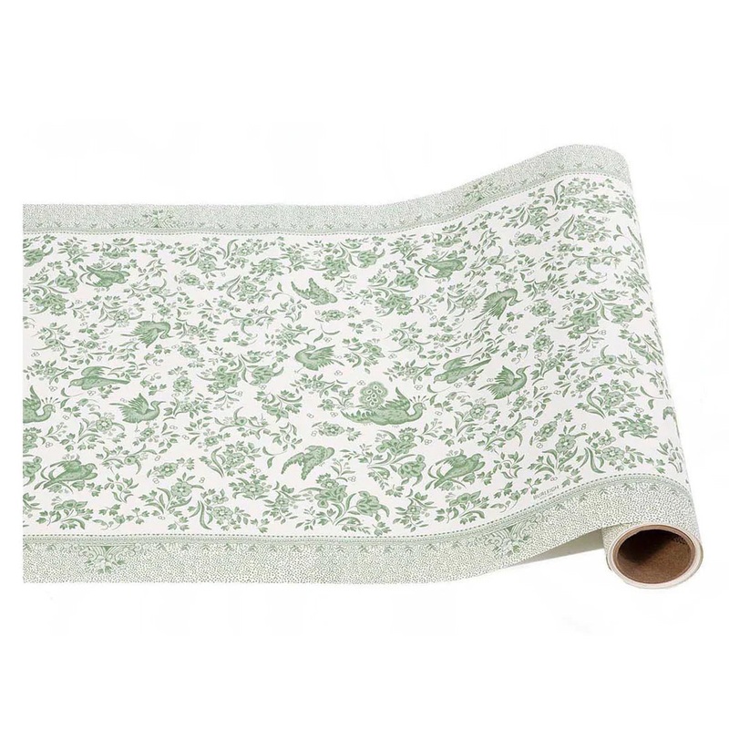 Hester & Cook Green Regal Peacock Paper Table Runner