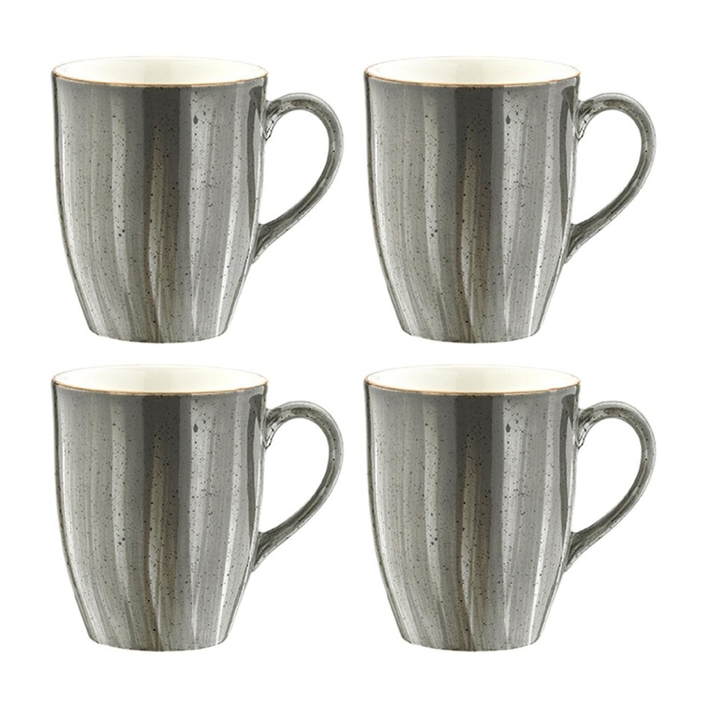 Space dia.3.25″ h:4.25″ 11 oz. Round Grey Porcelain Mug (Set of 4)