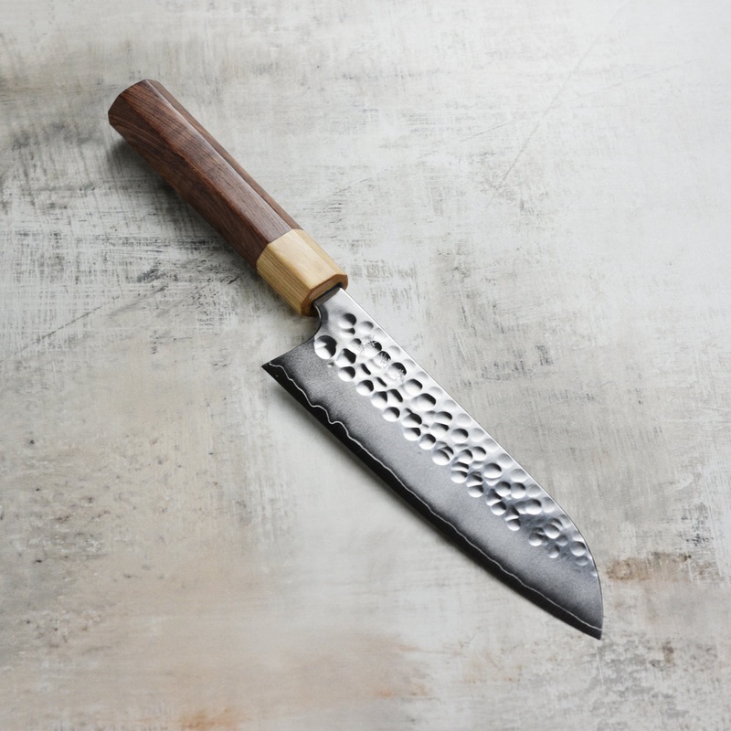 Yoshimi Kato Forged Ginsan Stainless Clad 6.7″ Santoku
