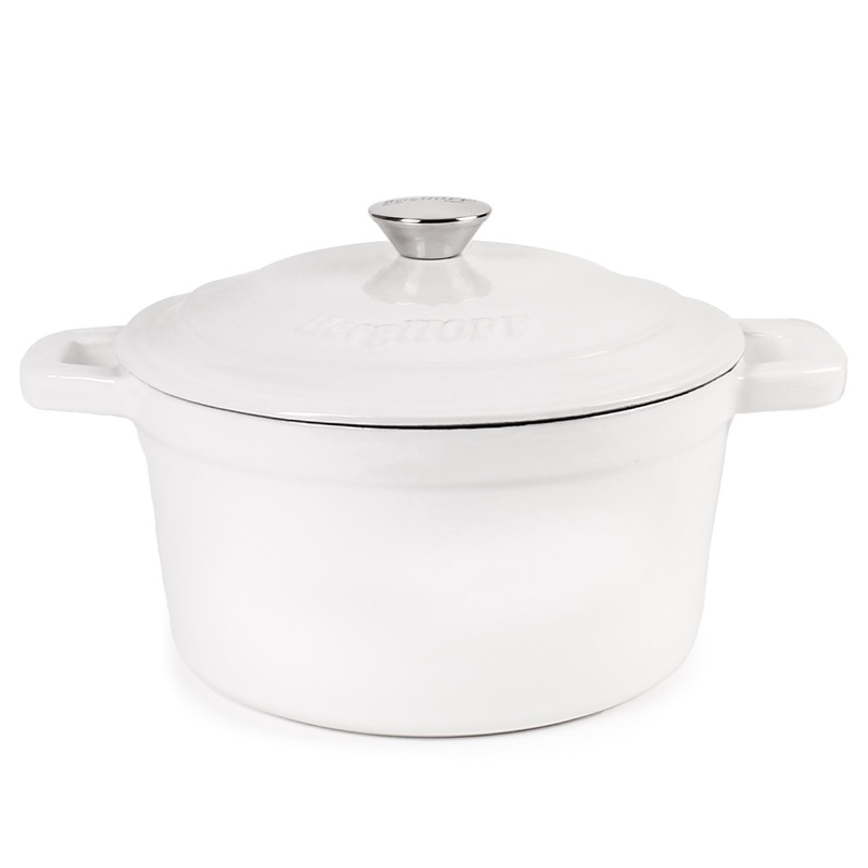 BergHOFF Neo Cast Iron 7qt. Round Dutch Oven 11″ with Lid, White
