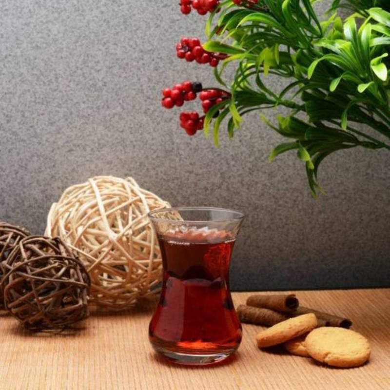 Pasabahce Tulip Shaped Turkish Tea Glass Set, 4.2 oz (125 cc), Turkish Teacup Set of 6- PB- 42781