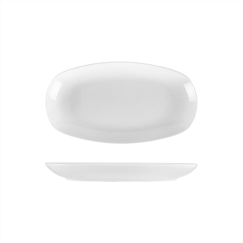 Porcelain Delta-Coupe 11.5″ x 6.25″ x h:1.25″ Oval White Porcelain Platter