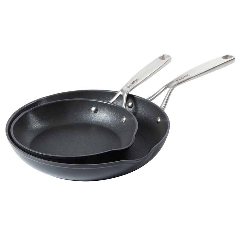 Babish 2 Piece 8 and 10 Inch Fry Pan Hard Anodized Titanium Forever Non Stick Technology Durable Frying Pans Set – Black