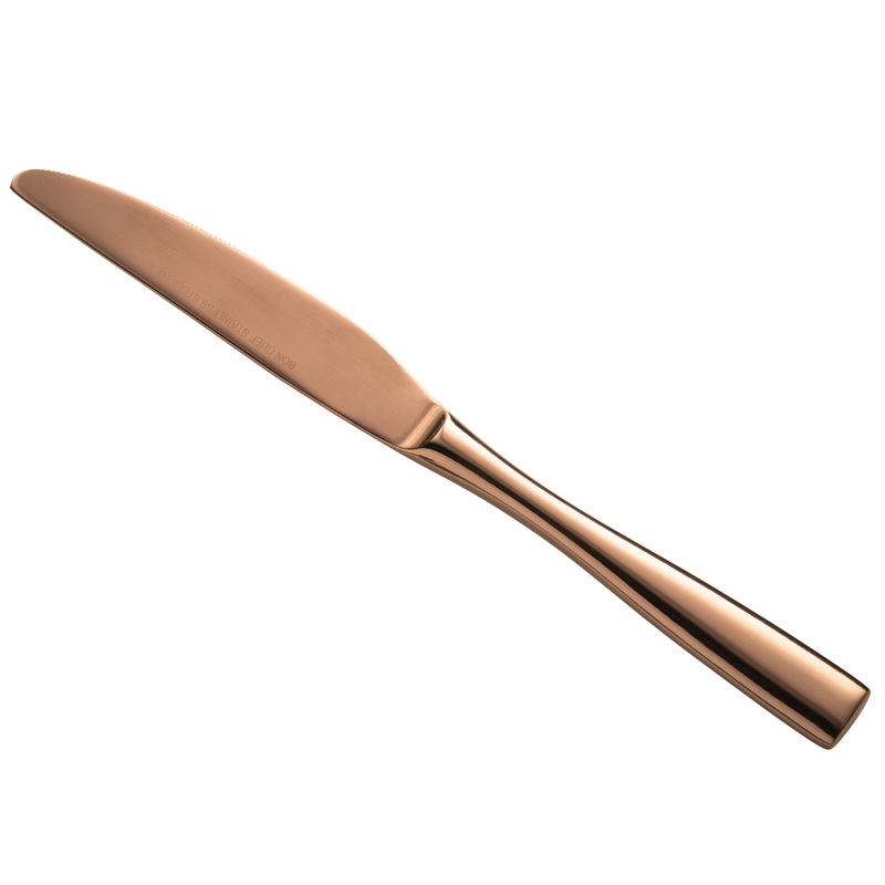 Bon Chef S3011RG Manhattan 9″ 18/10 Extra Heavy Weight Rose Gold Stainless Steel Dinner Knife – 12/Pack