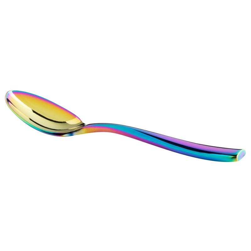 Bon Chef S3016RB Manhattan 4 7/8″ 18/10 Extra Heavy Weight Rainbow PVD Stainless Steel Demitasse Spoon – 12/Pack