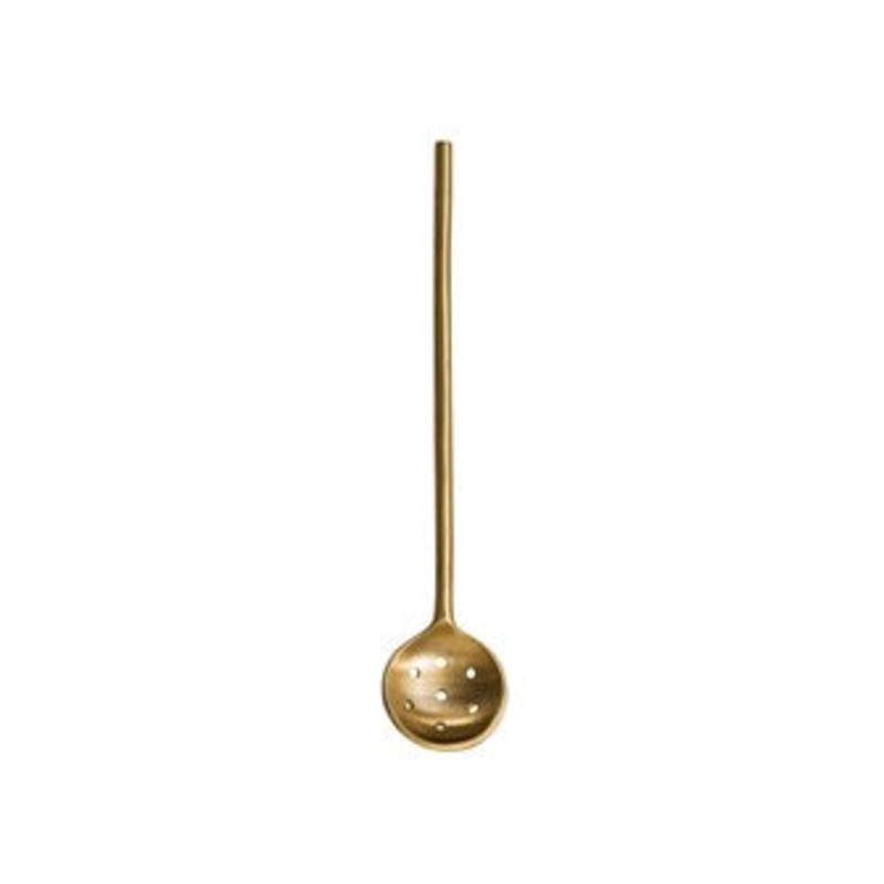 Stainless Steel Olive Spoon with Antique Brass Finish