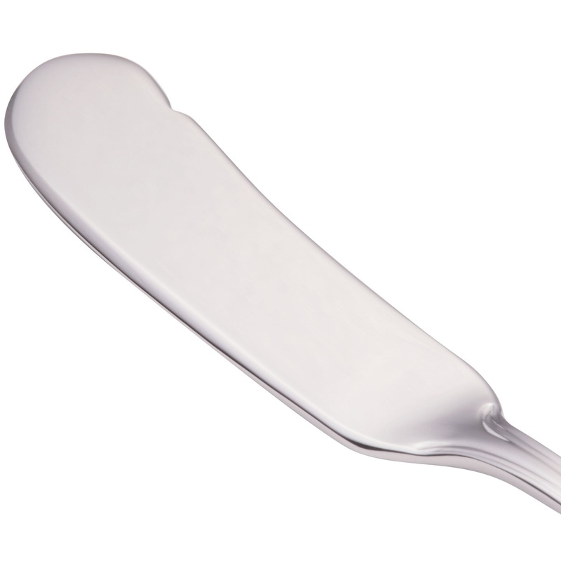 Walco 9610 Ultra 6 13/16″ 18/10 Stainless Steel Extra Heavy Weight Flat Handle Butter Spreader – 12/Pack