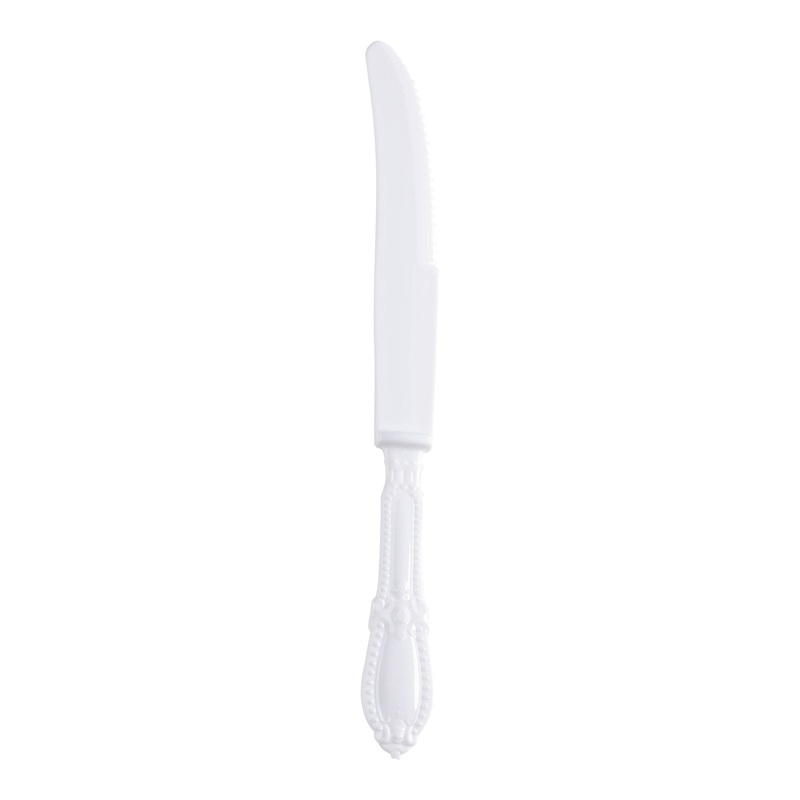 White Baroque Disposable Plastic Dinner Knives