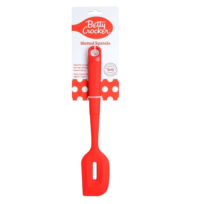 Betty CrockerSilicone 12 Inch Slotted Spatula, Red