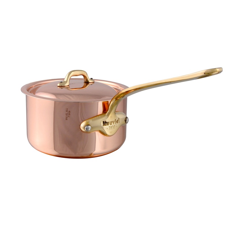 Mauviel M’Heritage M’150 B Copper Sauce Pan With Lid, And Brass Handle, 3.5-Qt