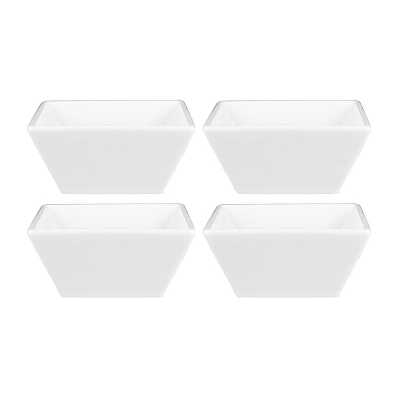 Porcelain Merid 4″ x 4″ x h:2″ 7 oz. Square White Porcelain Bowl (Set of 4)
