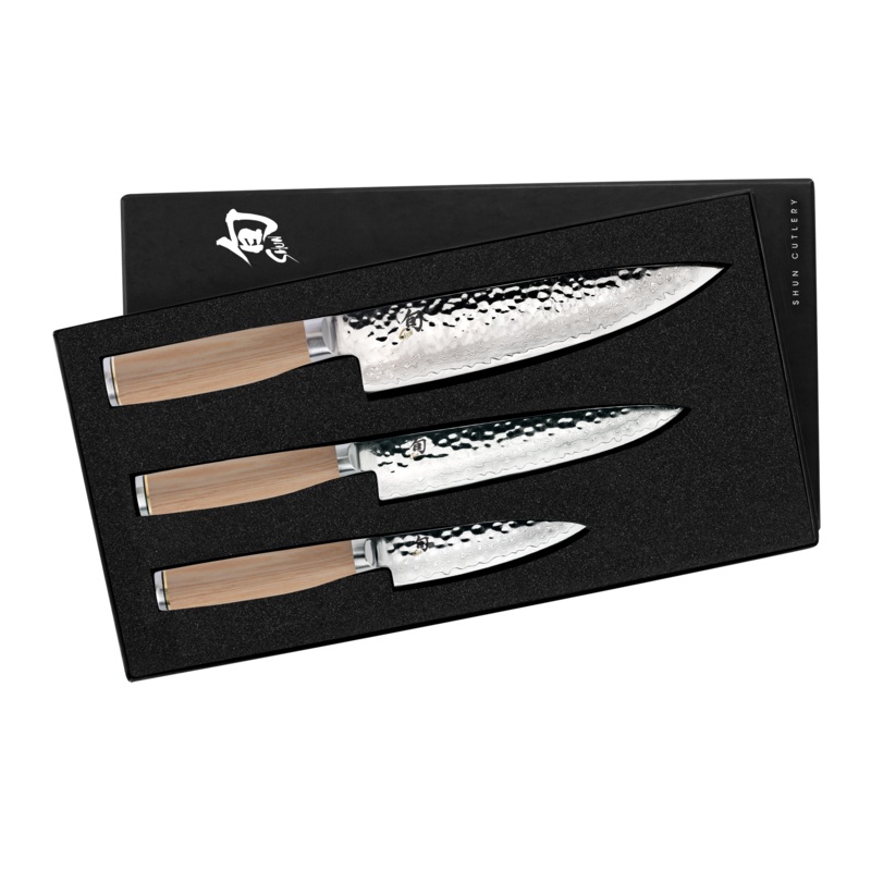 Shun Premier Blonde – 3 Pc. Set: Paring 4″, Utility 6 1/2″ and Chef’s 8″