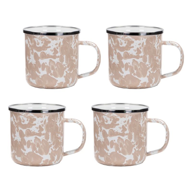 Taupe Swirl 12 oz Mugs – Set of 4