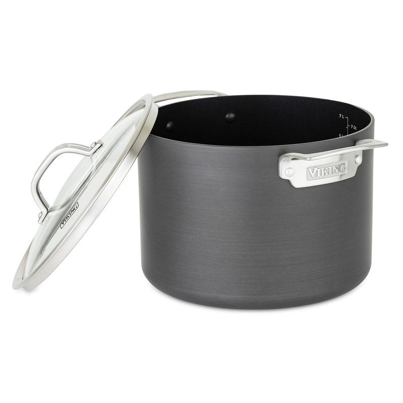 Viking Hard Anodized Nonstick 8 Qt Stock Pot with Lid, Black