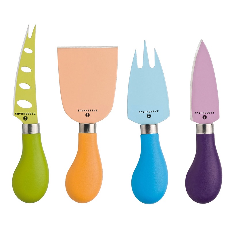Zassenhaus Easy Cut Cheese Knife Set, 4 Pieces, Assorted Colors